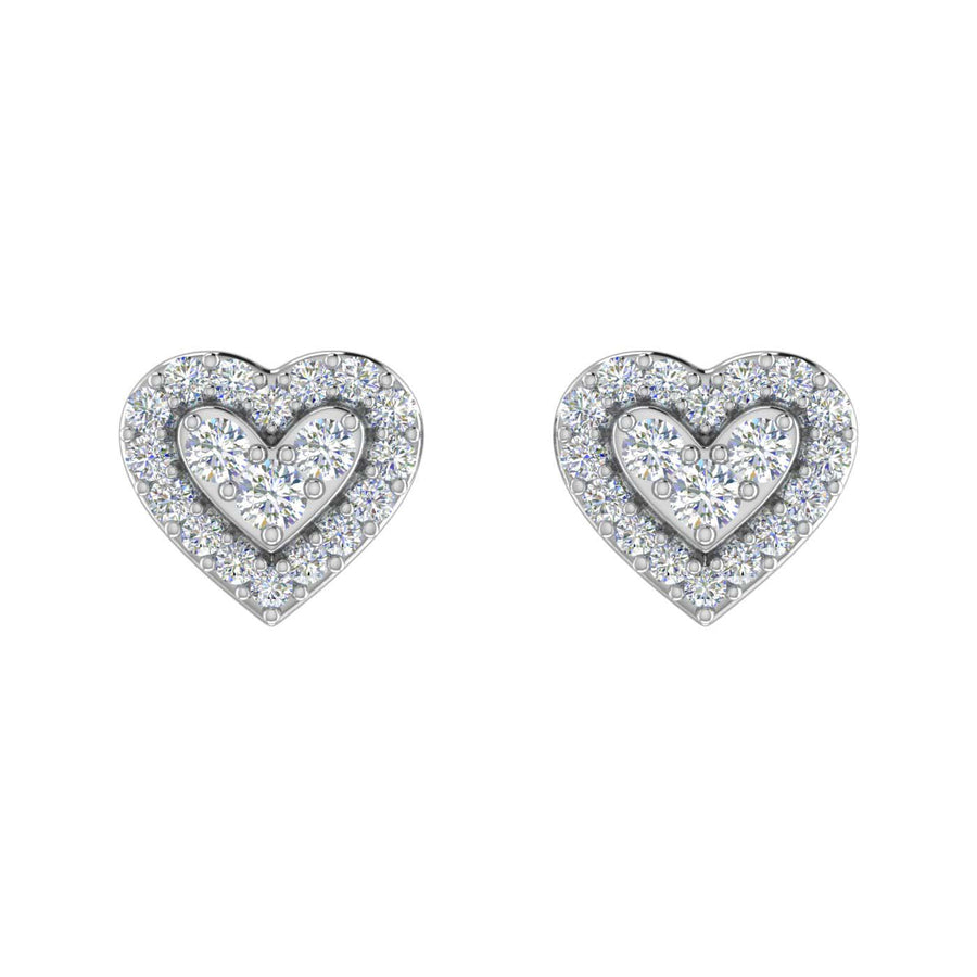 1/5 Carat Diamond Heart Shaped Stud Earrings in Gold
