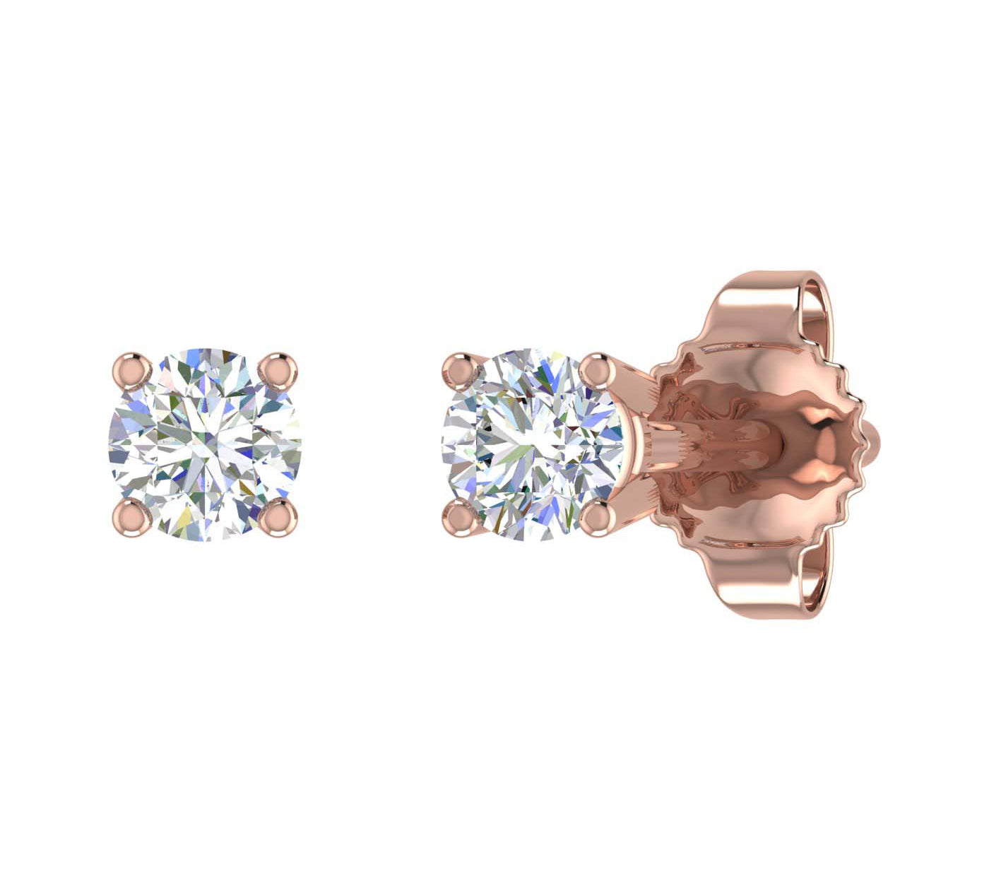 0.15 Carat 4-Prong Set Diamond Stud Earrings in Gold - IGI Certified