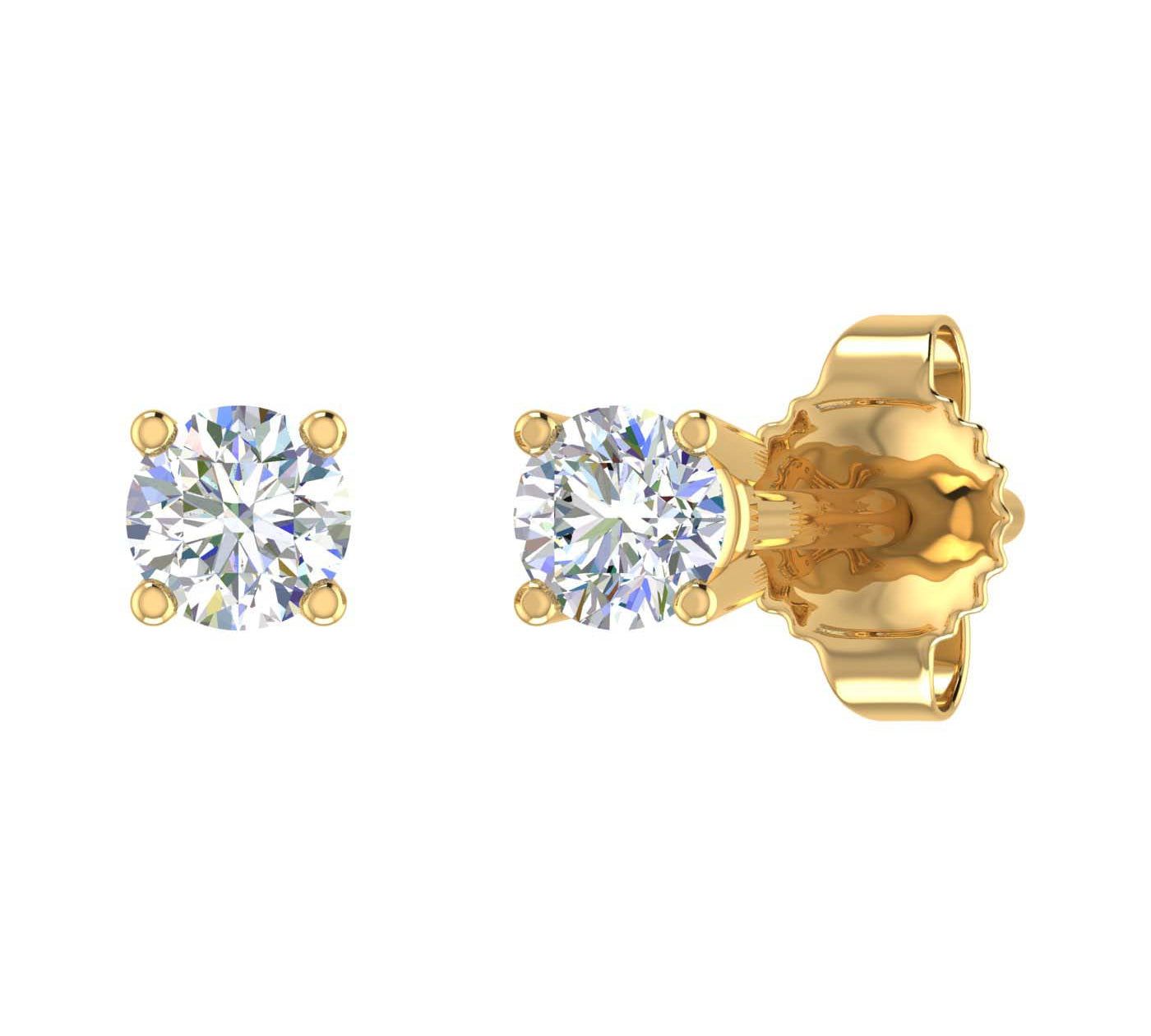 0.15 Carat 4-Prong Set Diamond Stud Earrings in Gold - IGI Certified