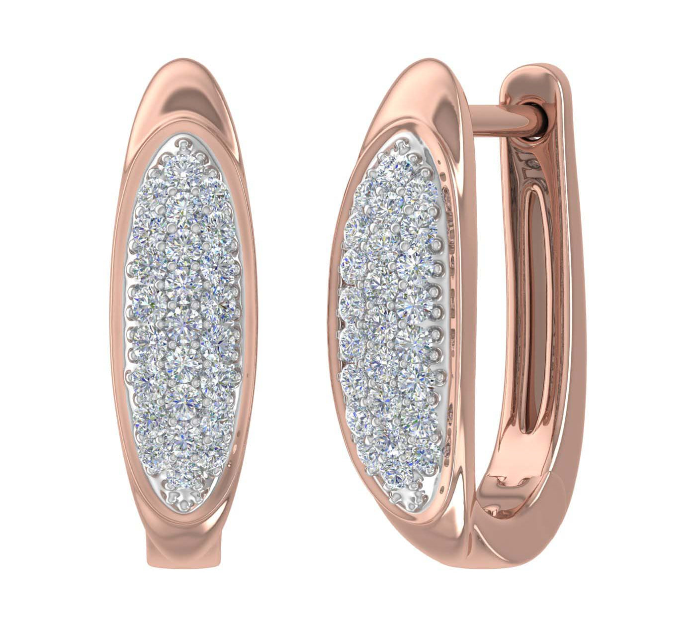 Gold Round Diamond Ladies Huggies Hoop Earrings (1/5 Carat) - IGI Certified