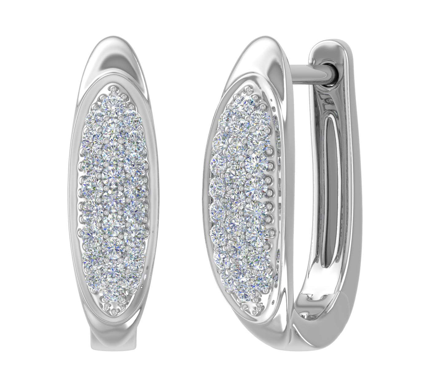 Gold Round Diamond Ladies Huggies Hoop Earrings (1/5 Carat) - ER-03768-I2I3-14KW - Preview 1