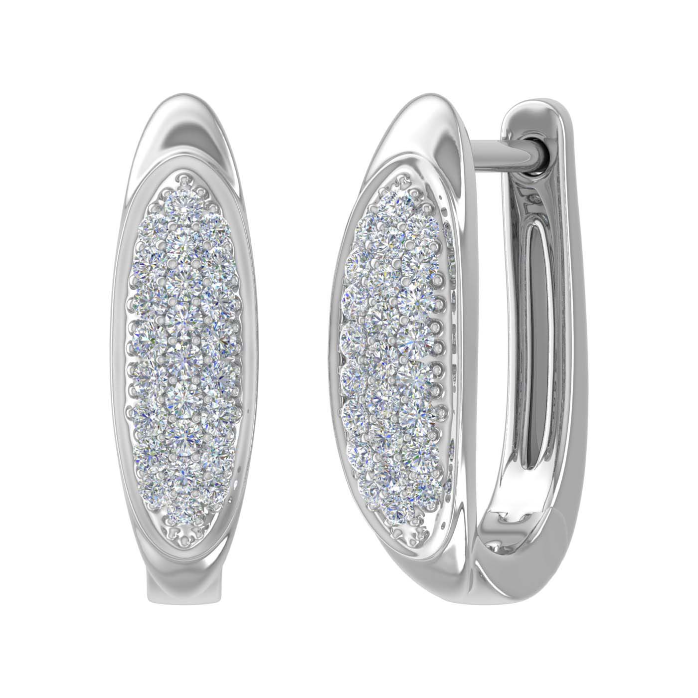 Gold Round Diamond Ladies Huggies Hoop Earrings (1/5 Carat) - ER-03768-I2I3-14KW - Preview 1