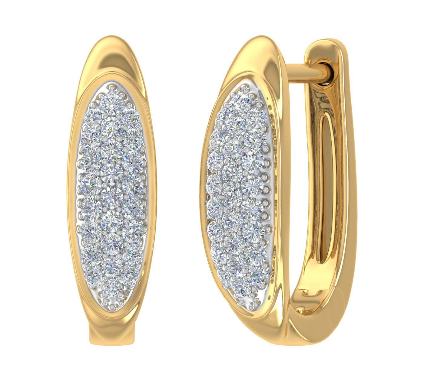 Gold Round Diamond Ladies Huggies Hoop Earrings (1/5 Carat)