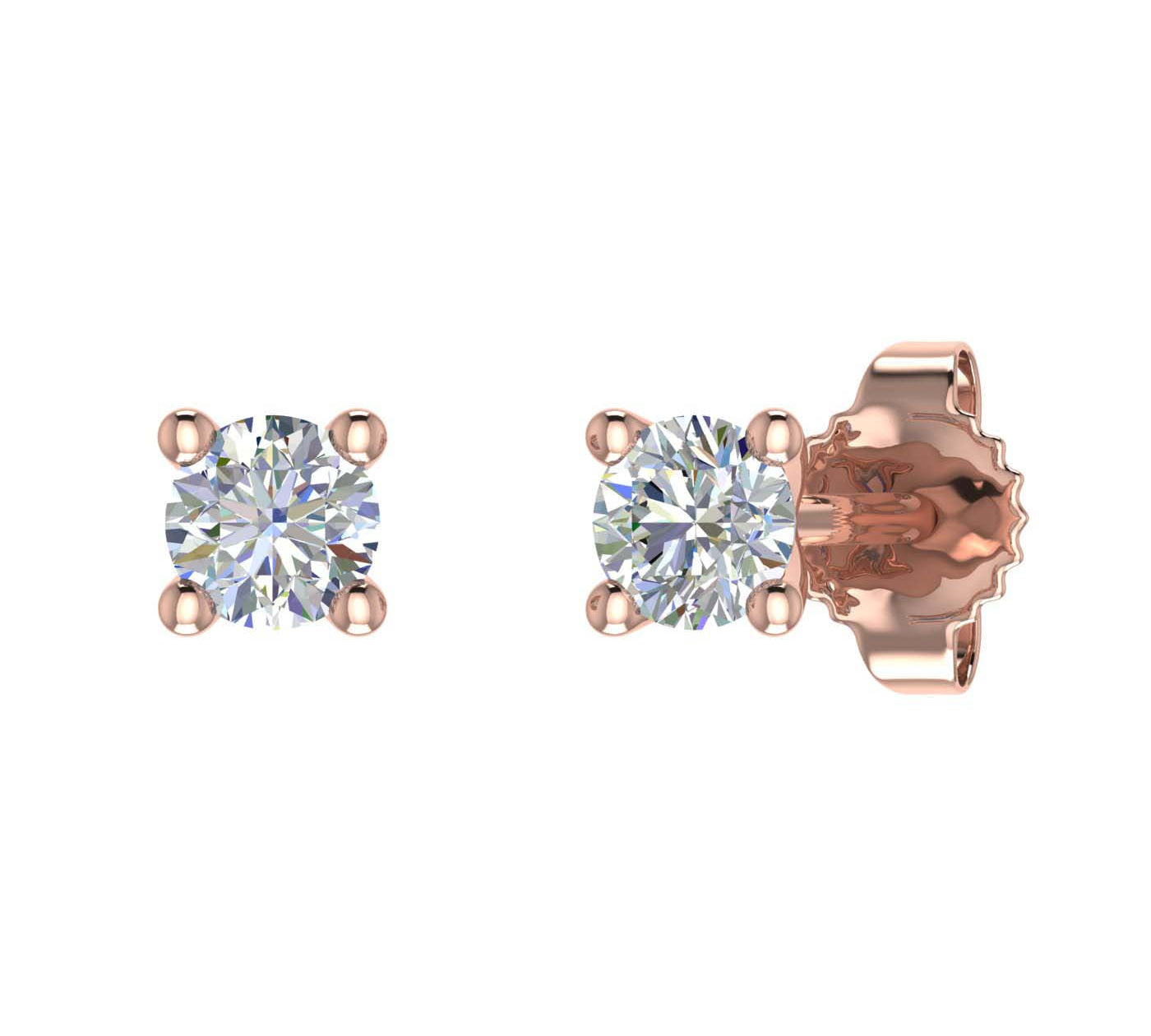 0.15 Carat 4-Prong Diamond Stud Earrings in Gold - IGI Certified