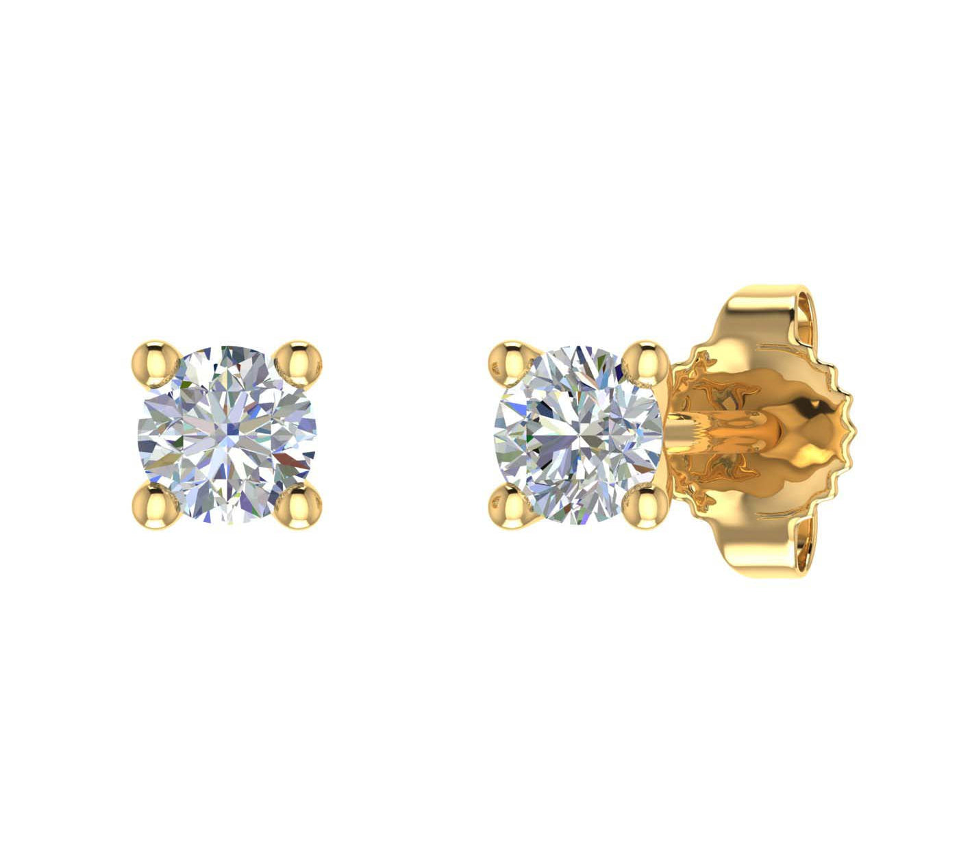 0.15 Carat 4-Prong Diamond Stud Earrings in Gold - IGI Certified