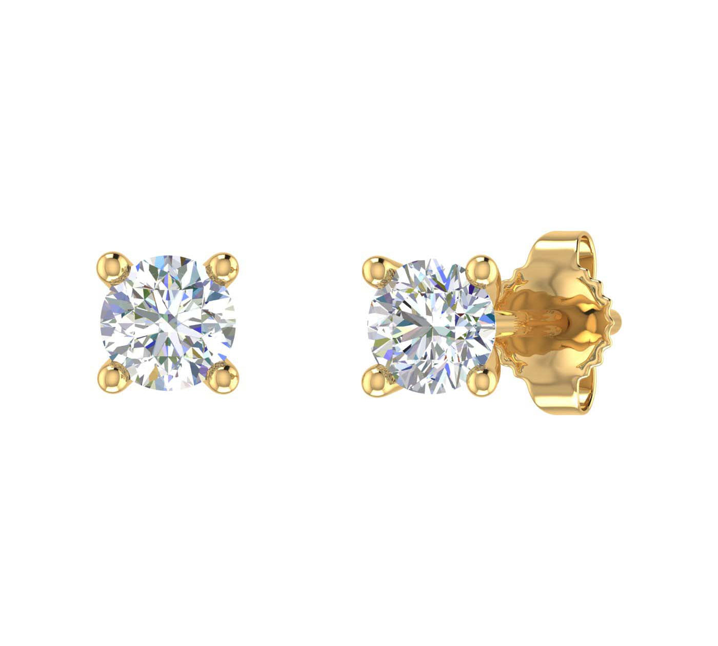 1/4 Carat 4-Prong Diamond Stud Earrings in Gold - IGI Certified