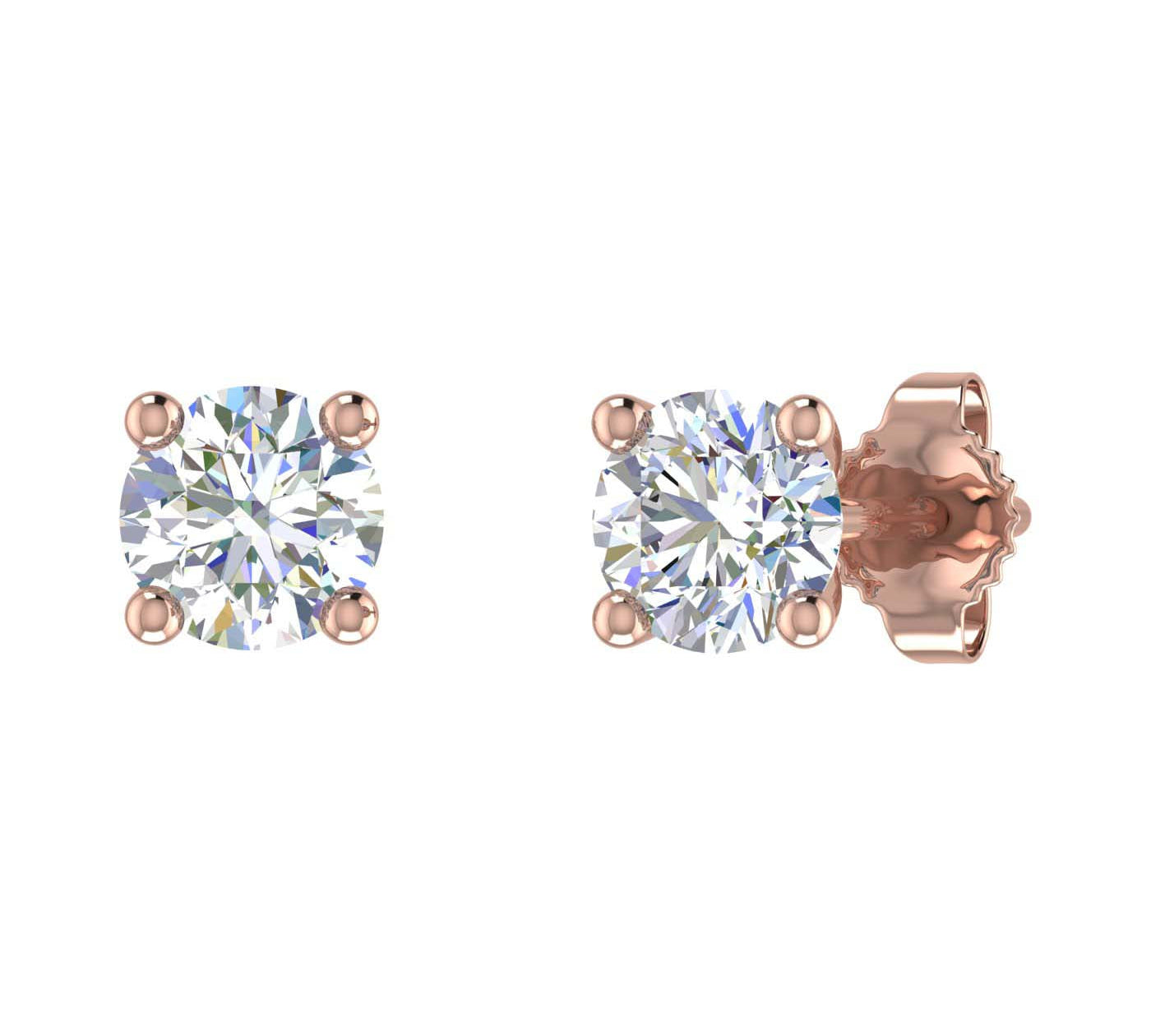 1/3 Carat 4-Prong Diamond Stud Earrings in Gold - IGI Certified