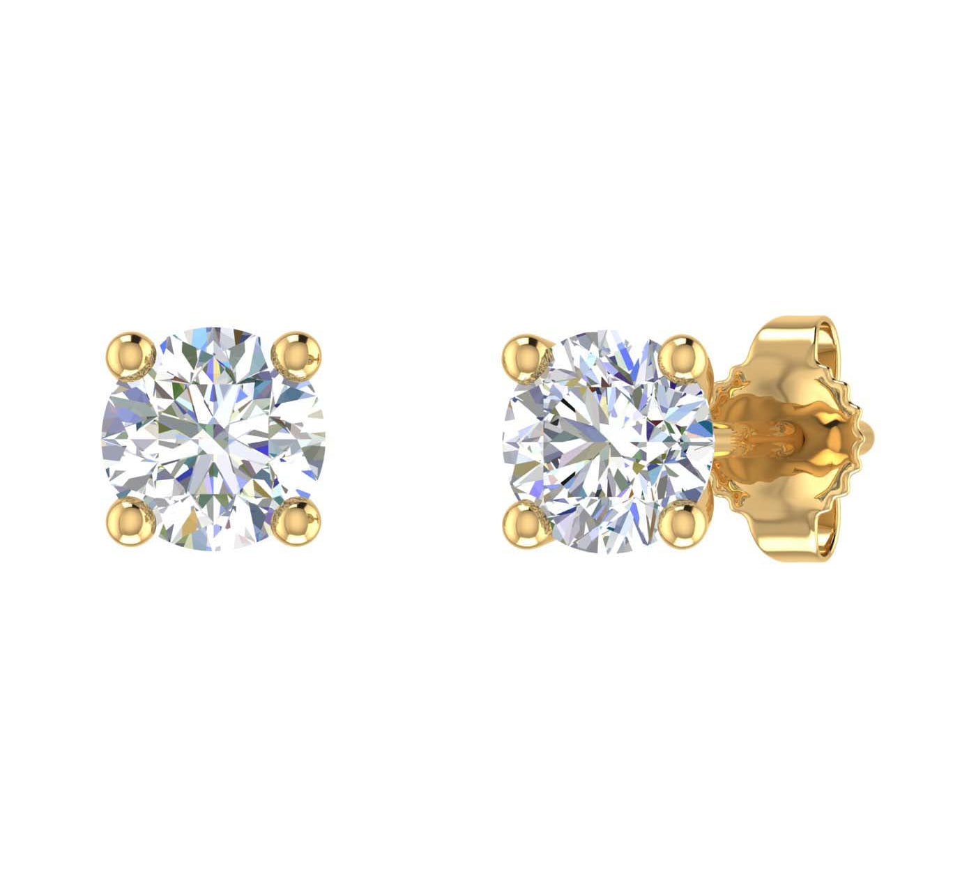 1/3 Carat 4-Prong Diamond Stud Earrings in Gold - IGI Certified