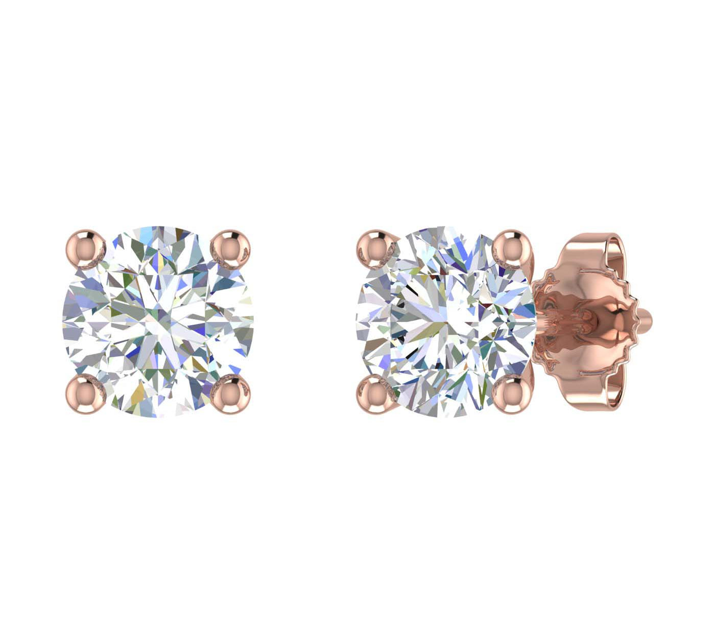 1 Carat 4-Prong Set Diamond Stud Earrings in Gold