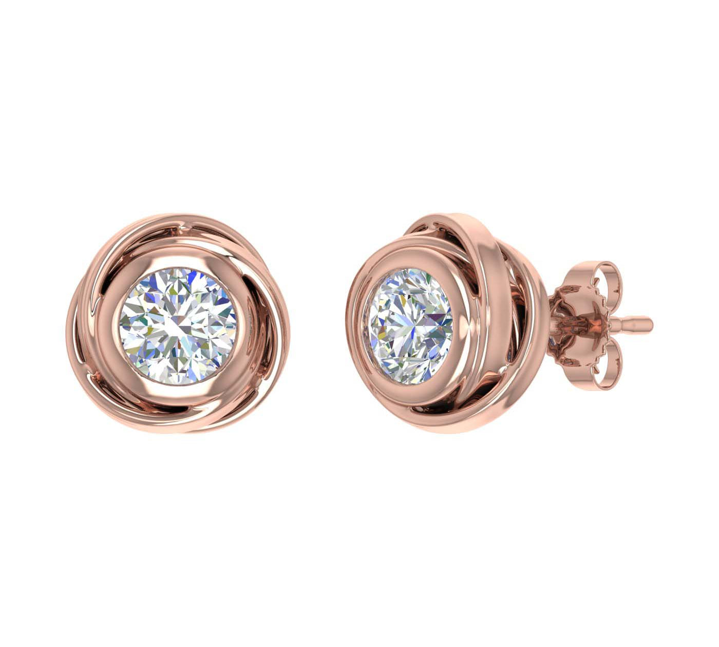 1 Carat Rose Diamond Stud Earrings in Gold - IGI Certified