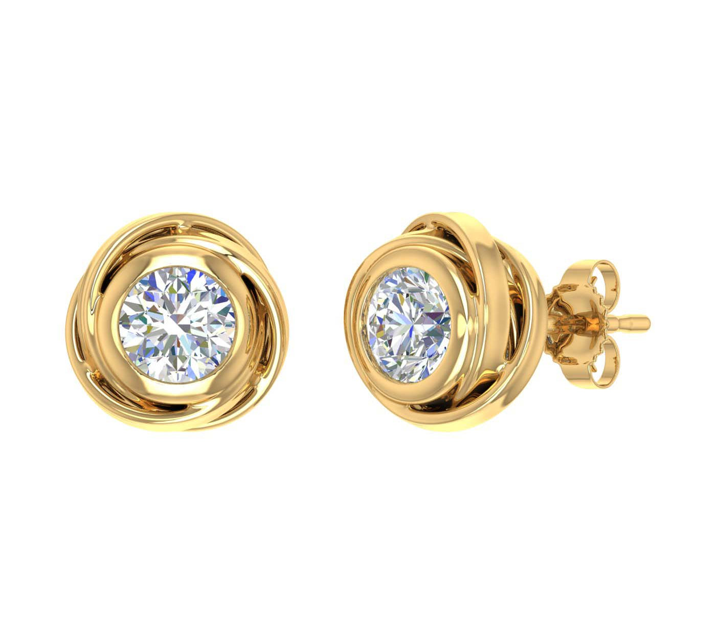 1 Carat Rose Diamond Stud Earrings in Gold - IGI Certified