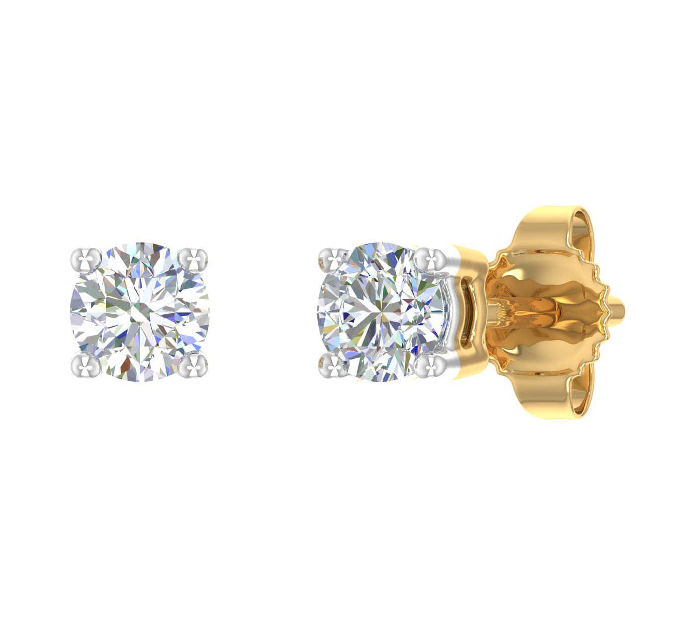 1/5 Carat Diamond Stud Earrings in Gold - IGI Certified