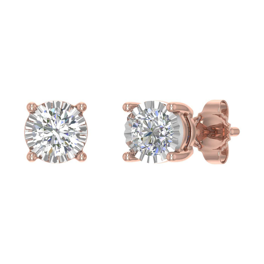 3/8 Carat Pave Set Diamond Stud Earrings in Gold