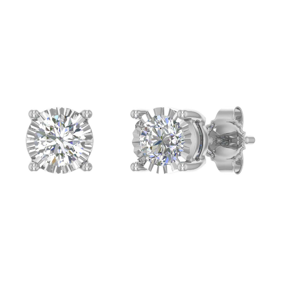 3/8 Carat Pave Set Diamond Stud Earrings in Gold - IGI Certified