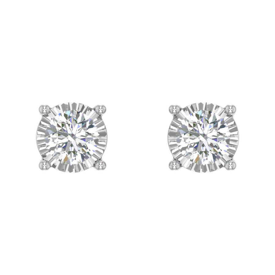 3/8 Carat Pave Set Diamond Stud Earrings in Gold - IGI Certified