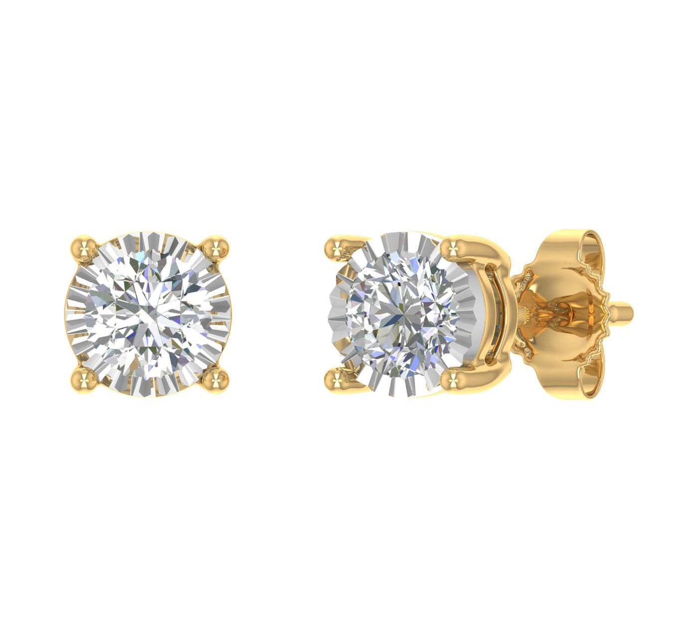 3/8 Carat Pave Set Diamond Stud Earrings in Gold - IGI Certified