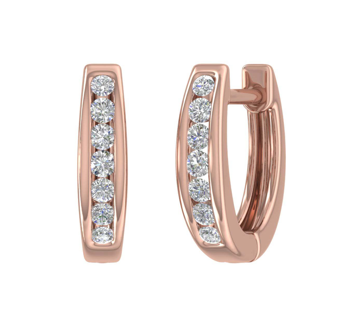 1/4 Carat Channel Set Diamond Hoop Earrings in Gold