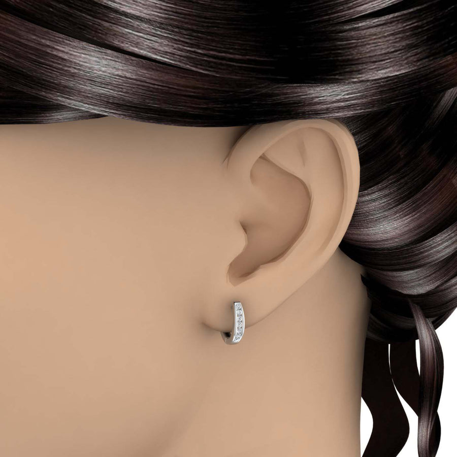 1/4 Carat Channel Set Diamond Hoop Earrings in Gold - IGI Certified