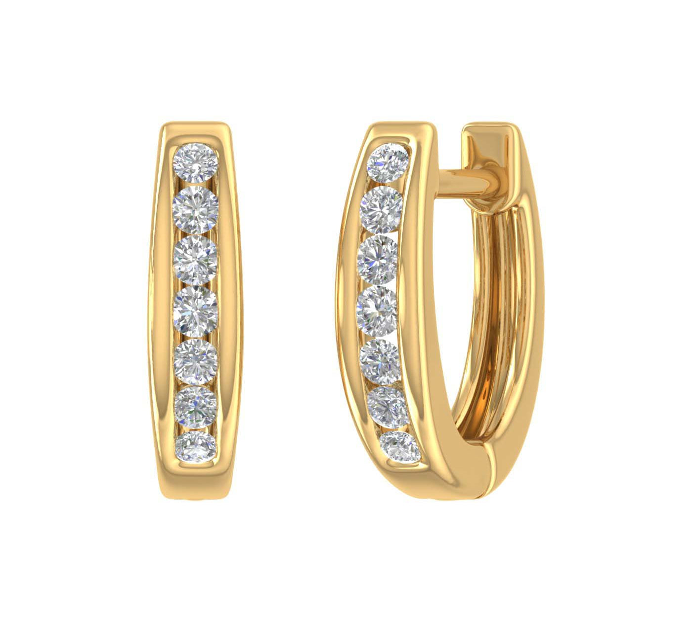 1/4 Carat Channel Set Diamond Hoop Earrings in Gold
