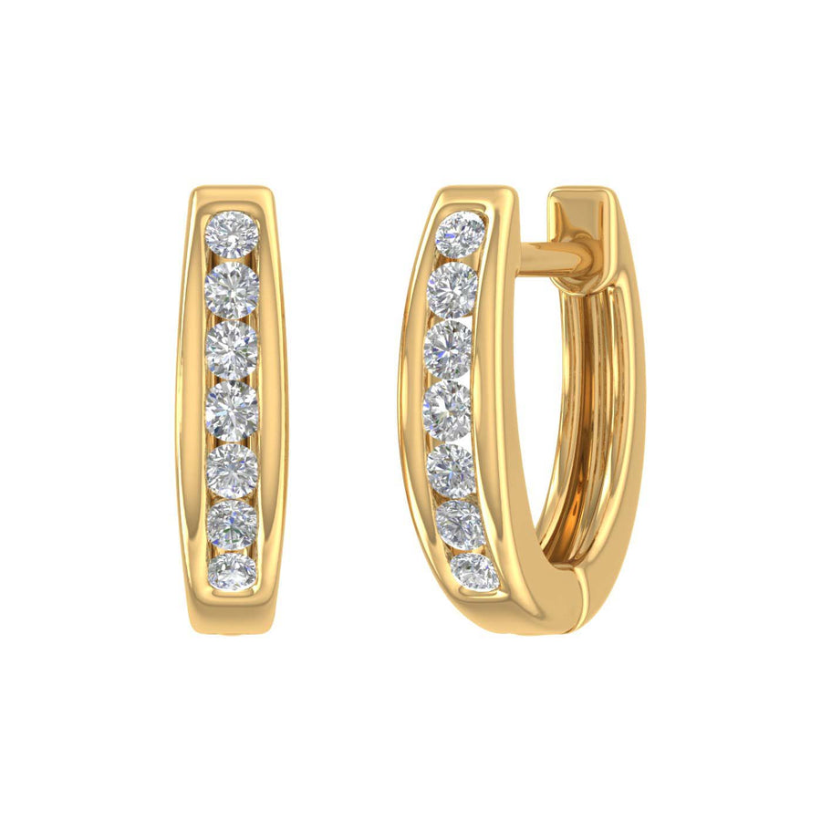 1/4 Carat Channel Set Diamond Hoop Earrings in Gold