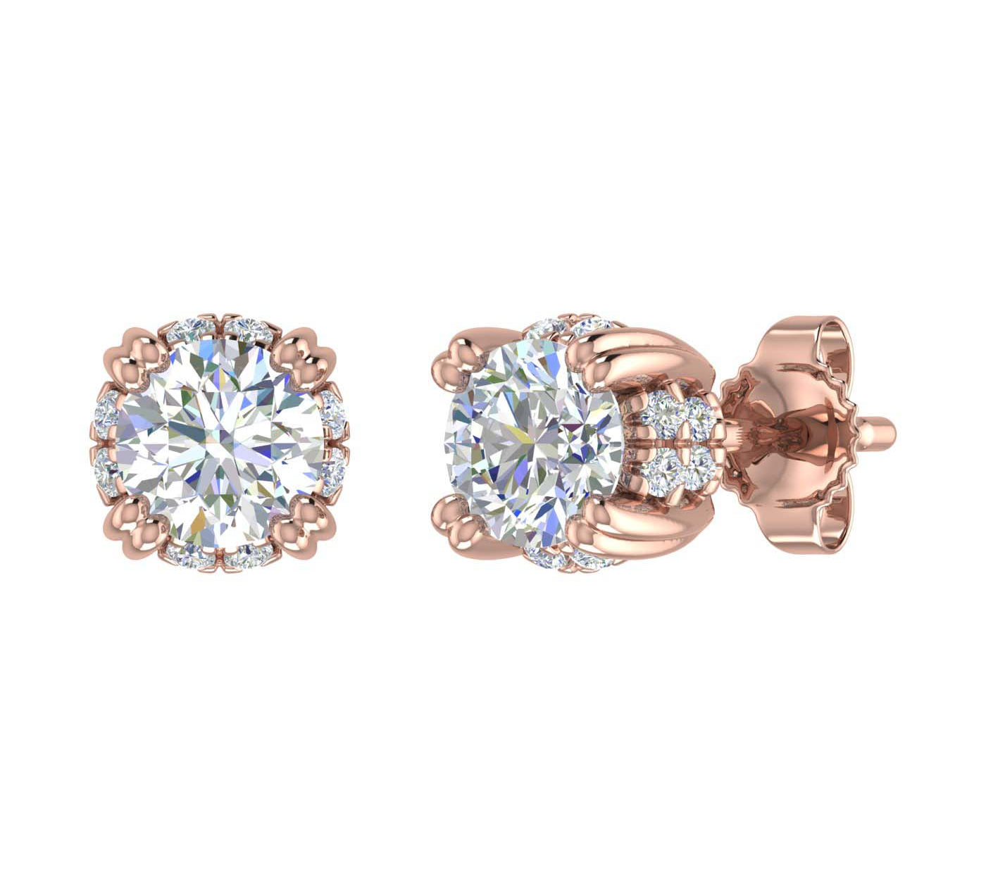 3/4 Carat Diamond Womens Stud Earrings in Gold - IGI Certified