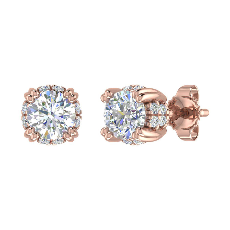 3/4 Carat Diamond Womens Stud Earrings in Gold
