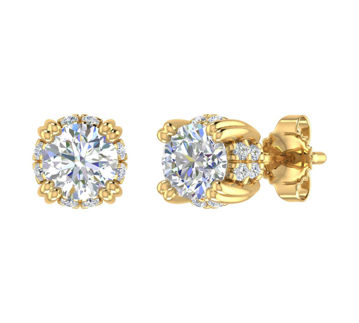 3/4 Carat Diamond Womens Stud Earrings in Gold - IGI Certified