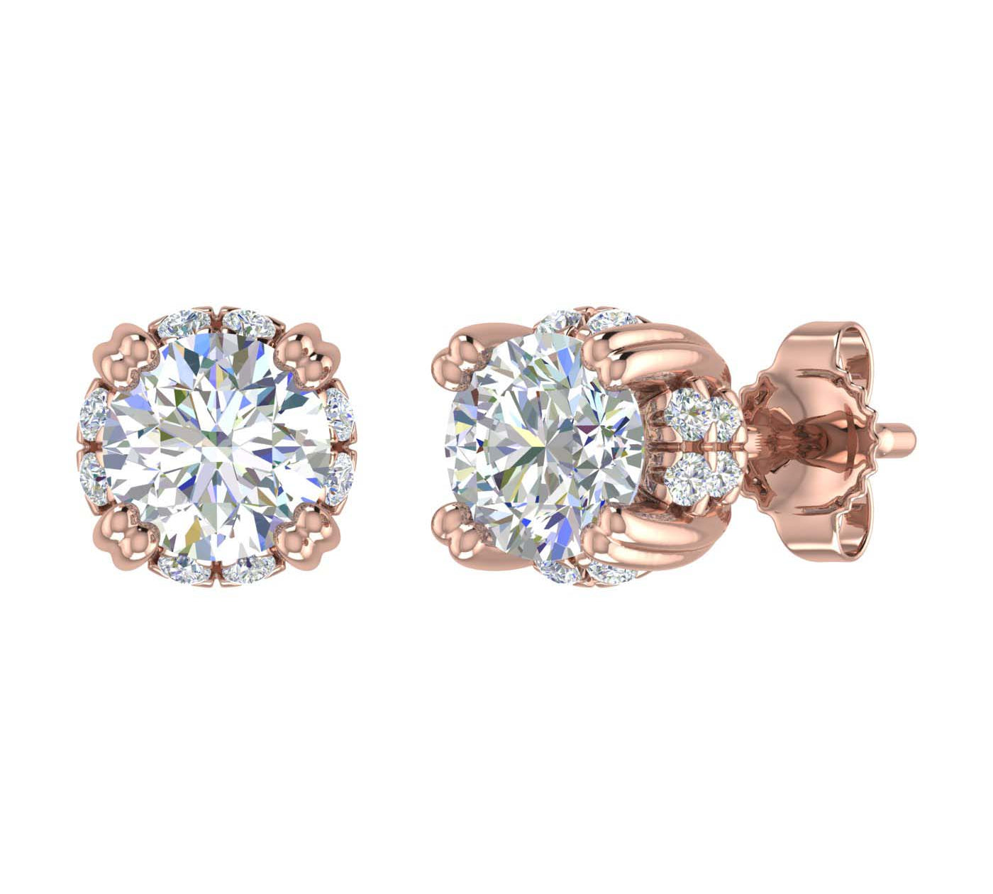 1 Carat Diamond Ladies Stud Earrings in Gold - IGI Certified
