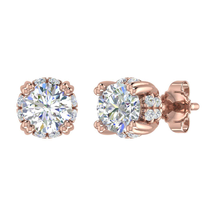 1 Carat Diamond Ladies Stud Earrings in Gold - IGI Certified