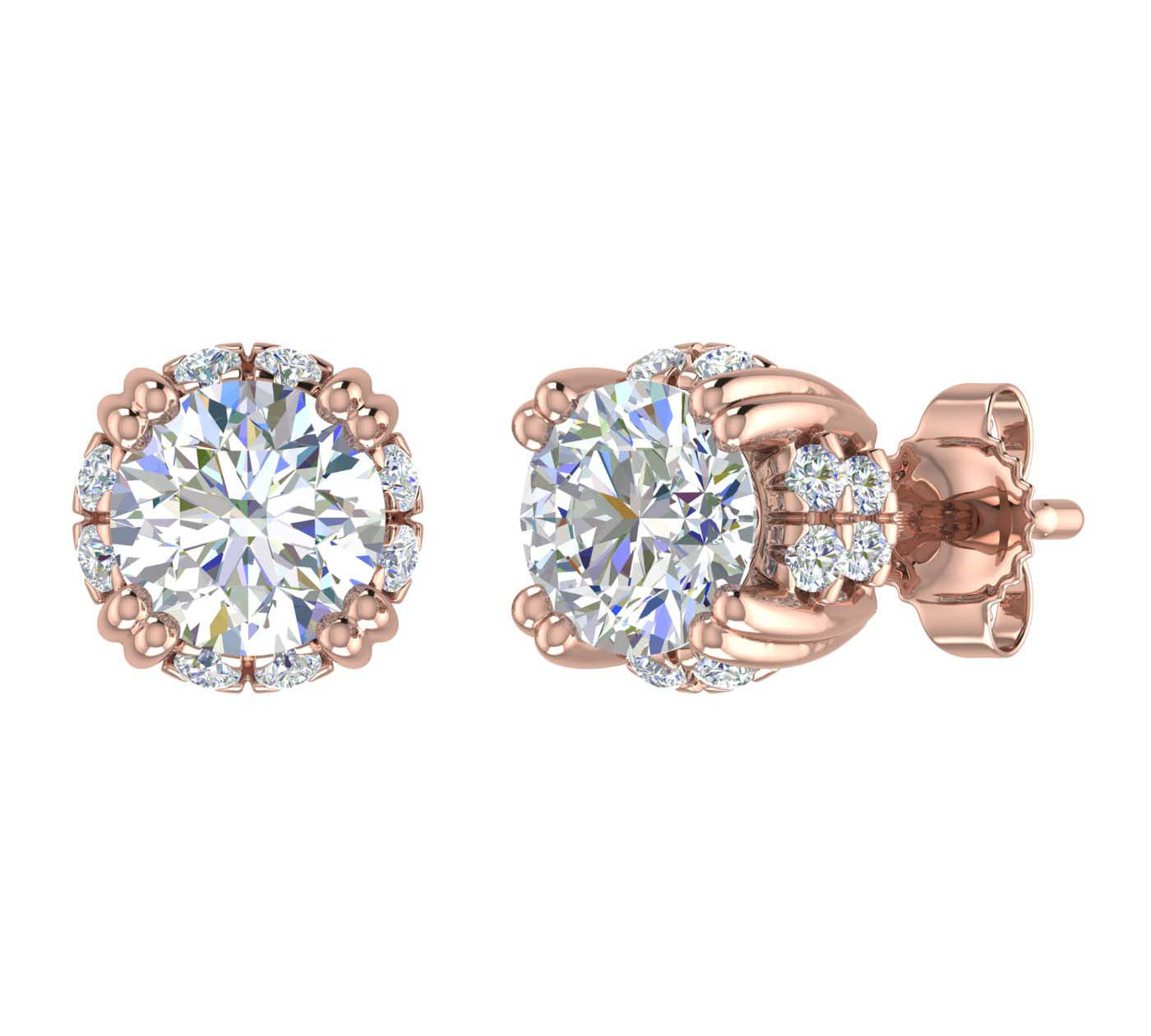 1.25 Carat Natural Diamond Stud Earrings in Gold - IGI Certified