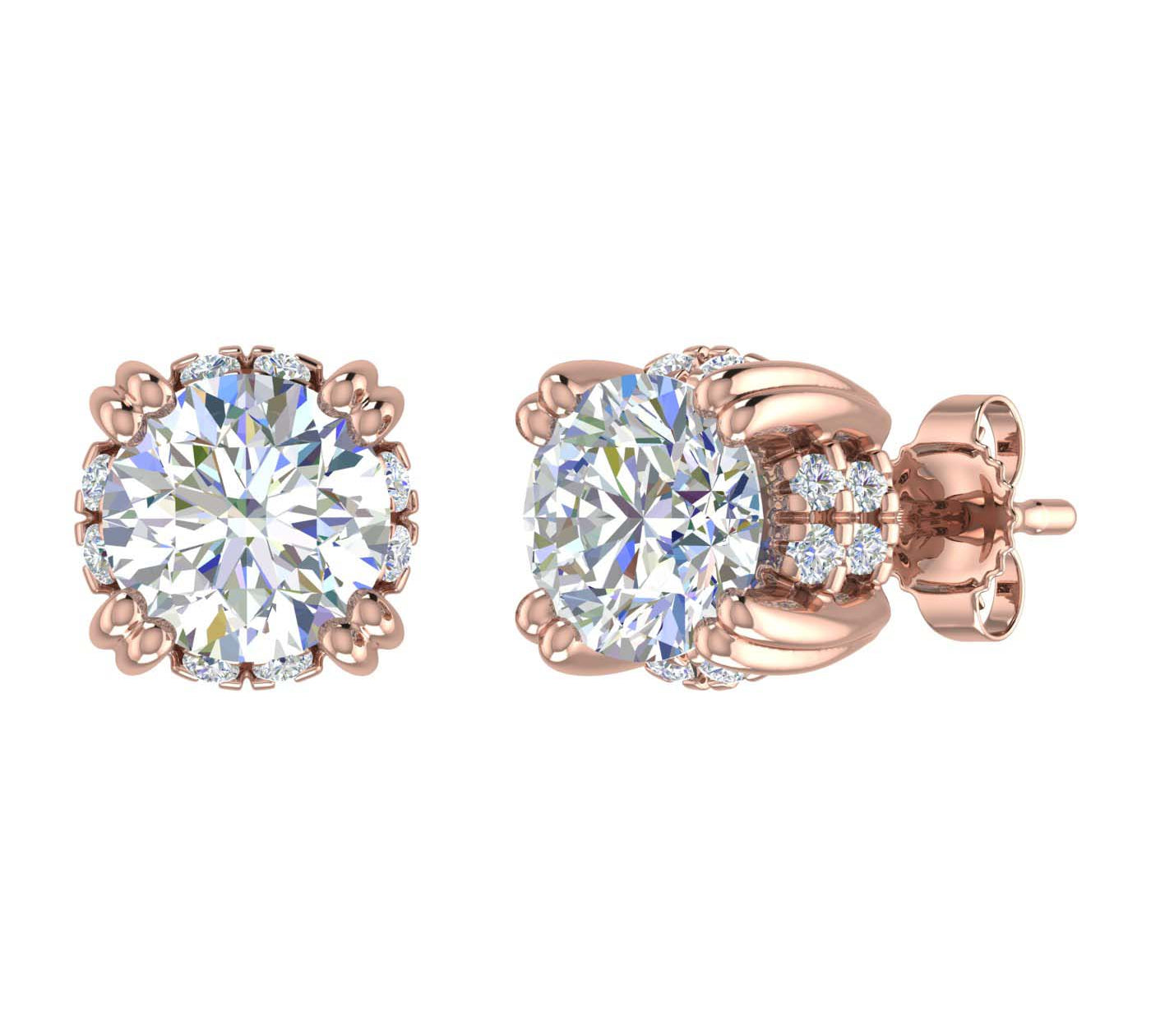 1.50 Carat Natural Diamond Womens Stud Earrings in Gold - IGI Certified