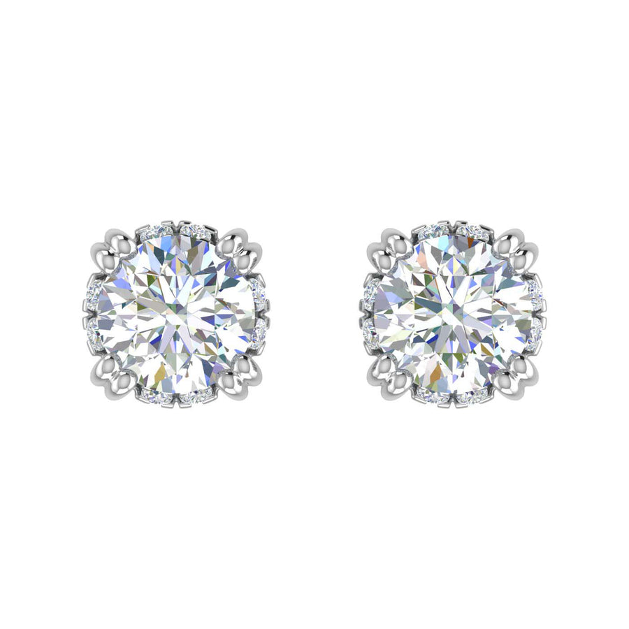 1.50 Carat Natural Diamond Womens Stud Earrings in Gold - IGI Certified