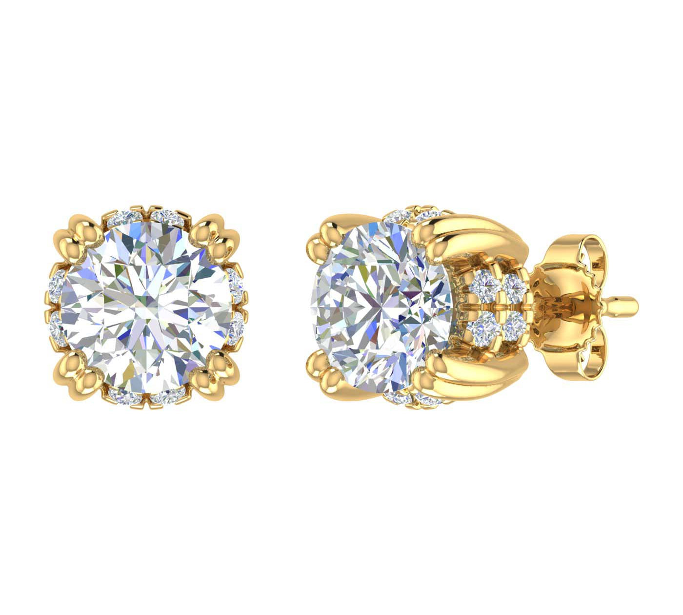 1.50 Carat Natural Diamond Womens Stud Earrings in Gold - IGI Certified