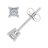 1/4 Carat Princess Cut Diamond Stud Earrings in Gold - IGI Certified