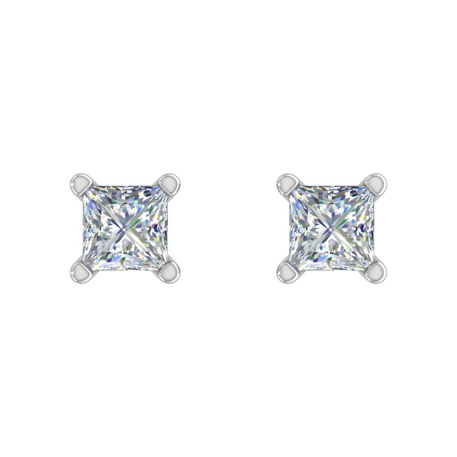 1/4 Carat Princess Cut Diamond Stud Earrings in Gold