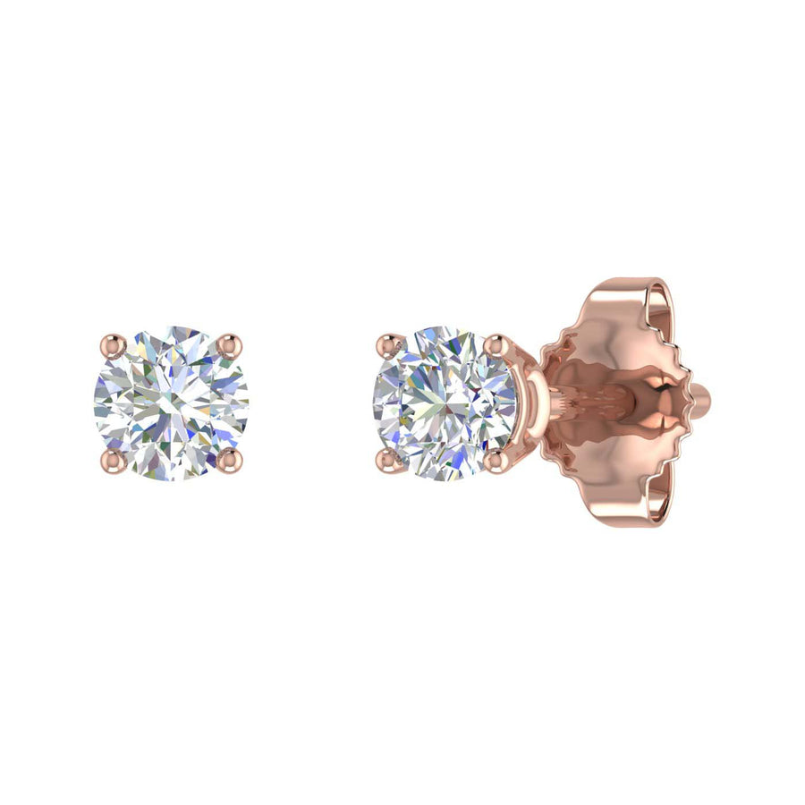 1/4 Carat 4-Prong Set Diamond Stud Earrings in Gold - IGI Certified
