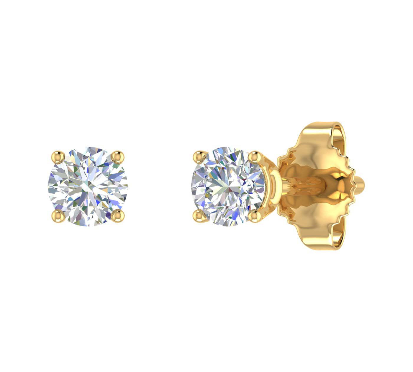 1/4 Carat 4-Prong Set Diamond Stud Earrings in Gold - IGI Certified