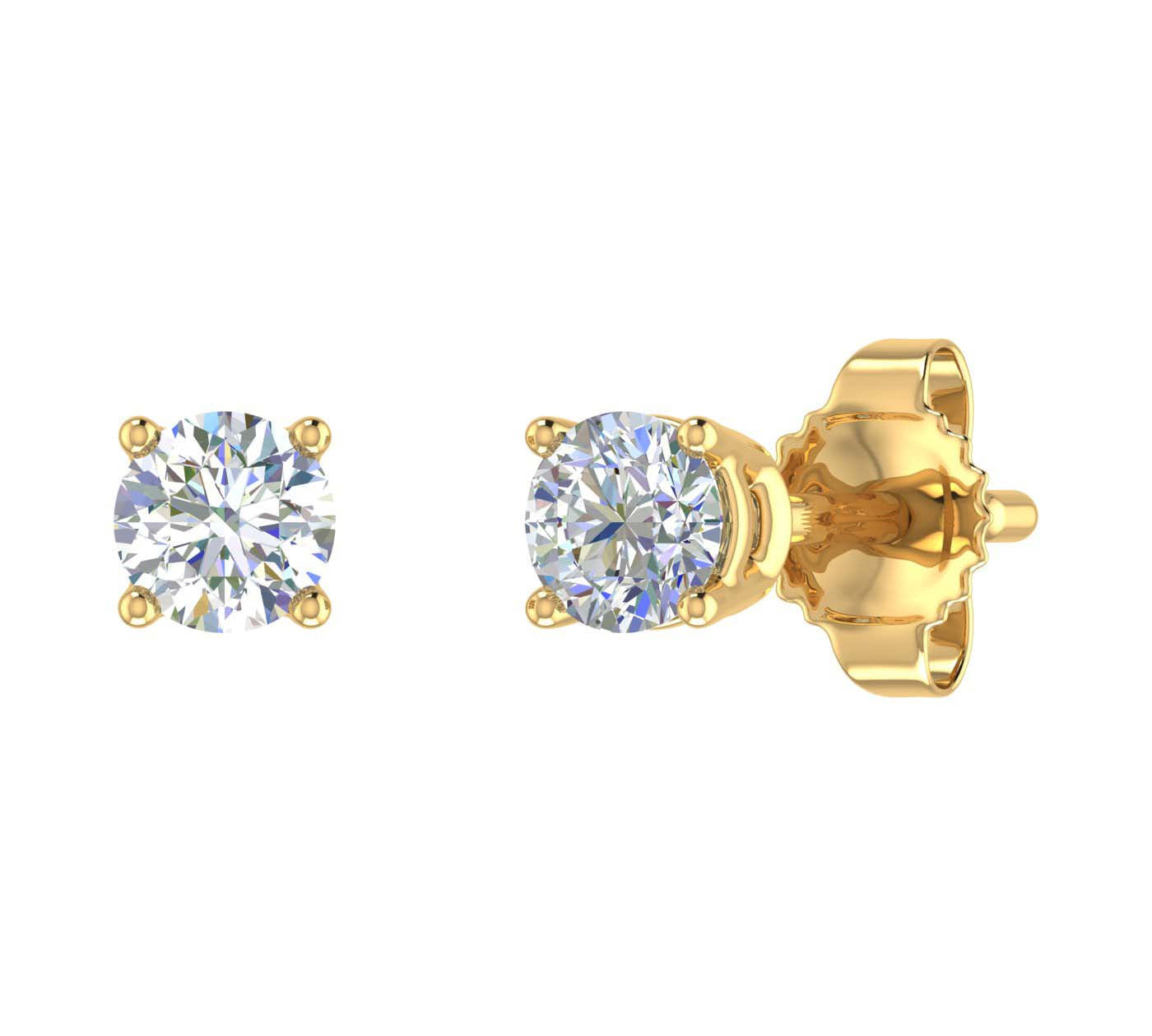 1/3 Carat 4-Prong Set Diamond Stud Earrings in Gold - IGI Certified