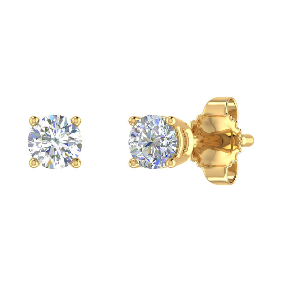 1/3 Carat 4-Prong Set Diamond Stud Earrings in Gold