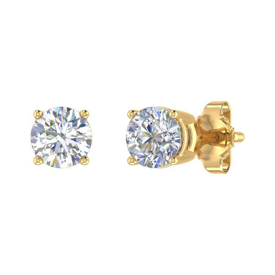 0.54 Carat 4-Prong Set Diamond Unisex Stud Earrings in Gold