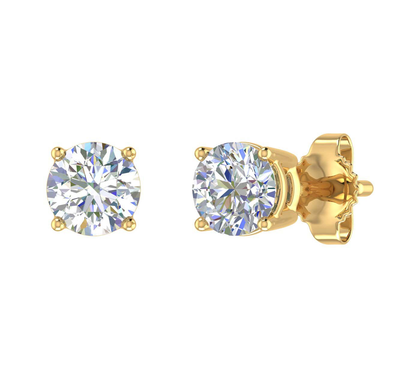 0.45 Carat 4-Prong Set Diamond Unisex Stud Earrings in Gold - IGI Certified