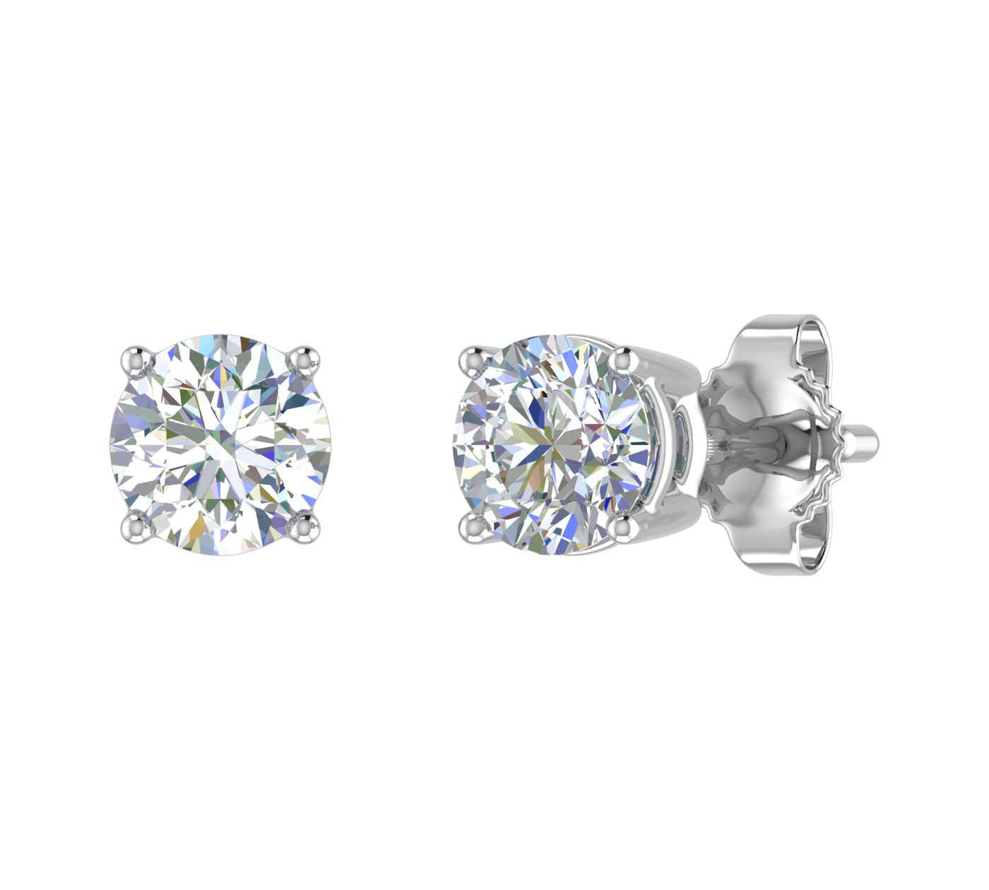 0.62 Carat 4-Prong Set Diamond Unisex Stud Earrings in Gold-Preview 4