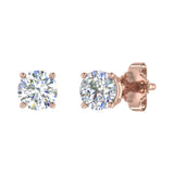 0.66 Carat 4-Prong Set Diamond Unisex Stud Earrings in Gold