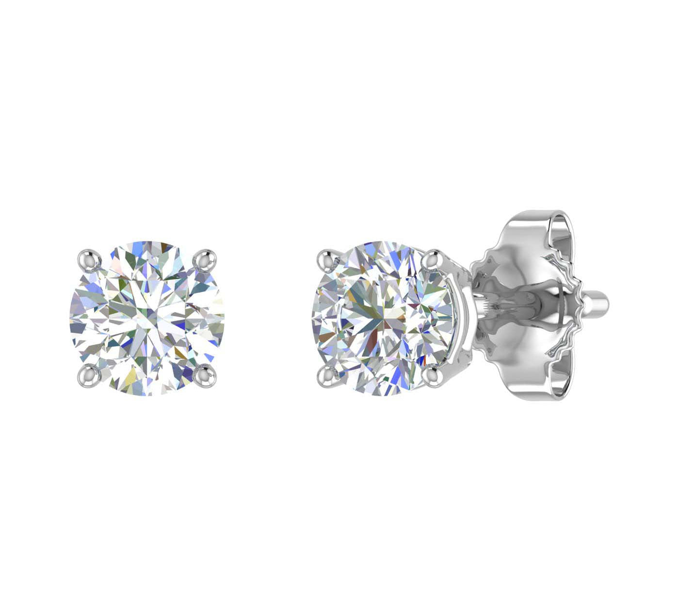 0.66 Carat 4-Prong Set Diamond Unisex Stud Earrings in Gold