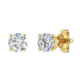 0.66 Carat 4-Prong Set Diamond Unisex Stud Earrings in Gold