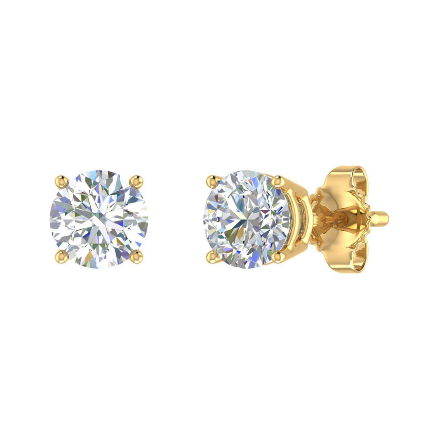 1 Carat 4-Prong Set Diamond Stud Earrings in Gold - IGI Certified