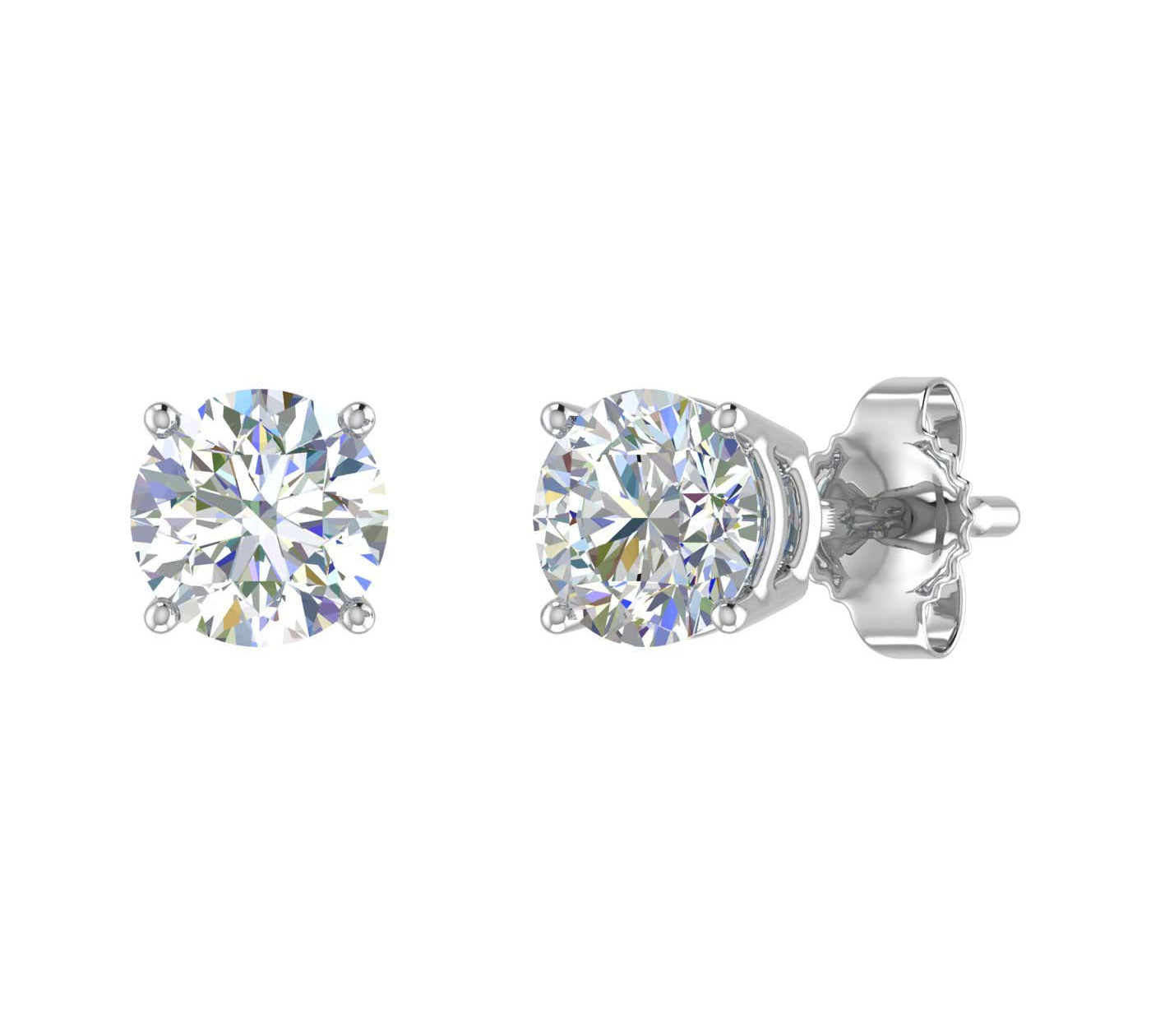0.45 Carat 4-Prong Set Diamond Unisex Stud Earrings in White Gold