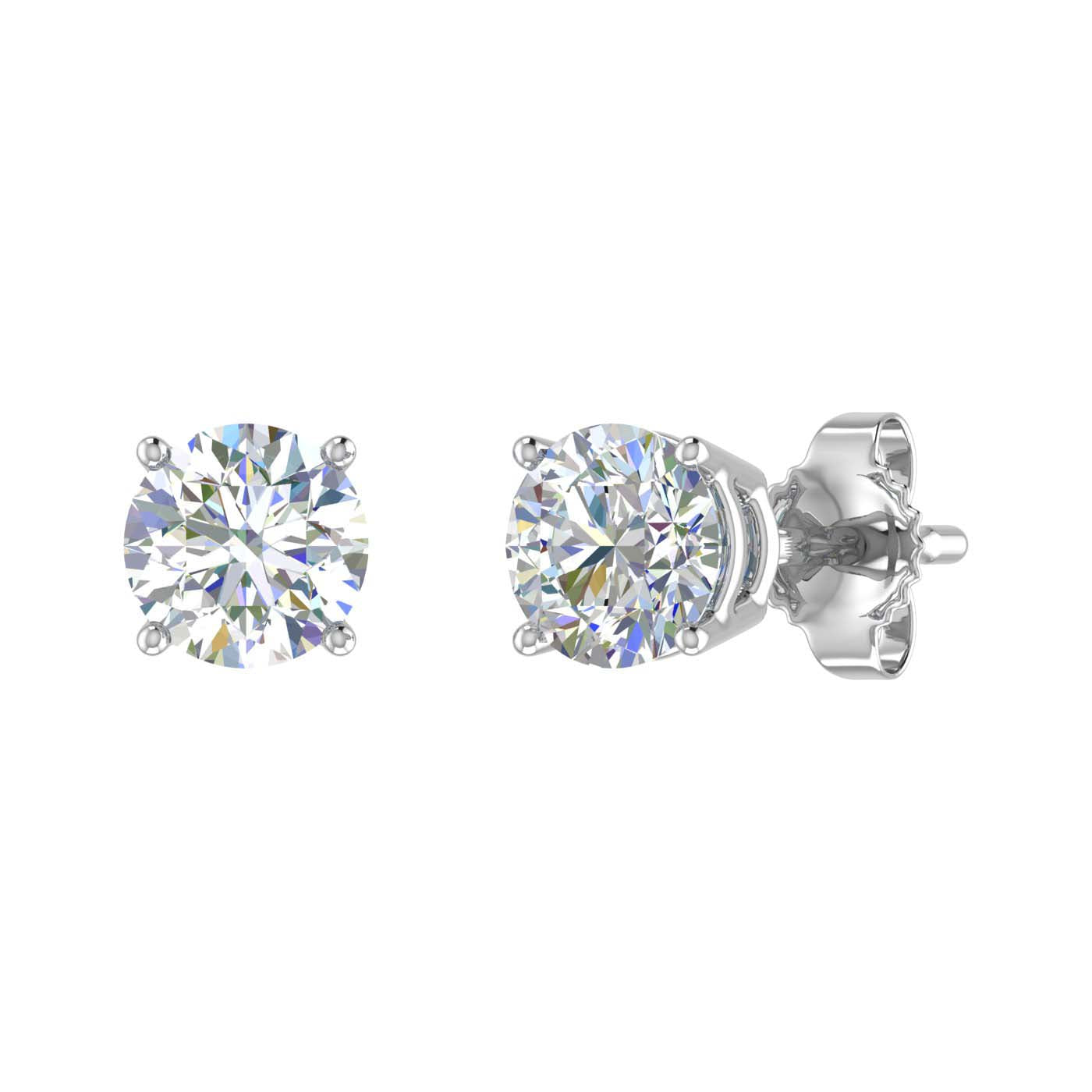 0.45 Carat 4-Prong Set Diamond Unisex Stud Earrings in White Gold