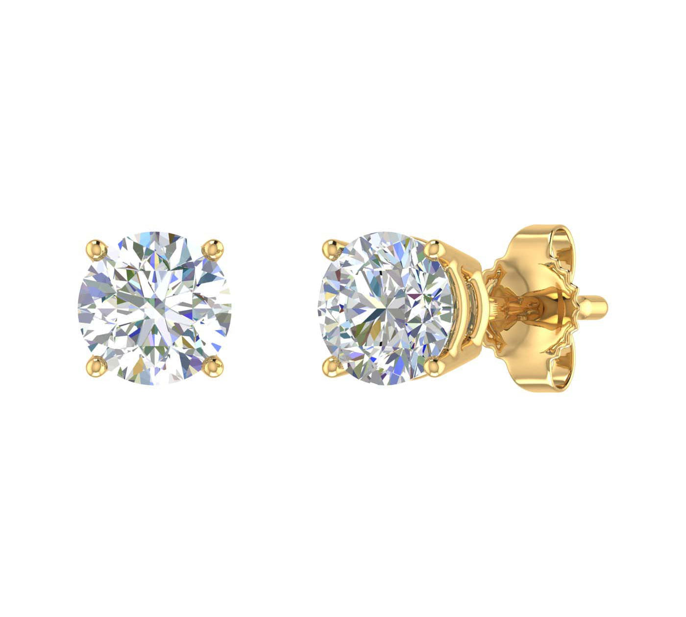 1 1/10 Carat 4-Prong Set Diamond Stud Earrings in Gold