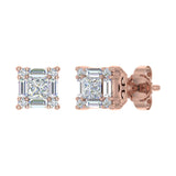 1/4 Carat Prong Set Round, Princess & Baguette Shape Diamond Stud Earrings in Gold